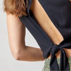 Francesca's Blue Rain Tie-Back Top Small